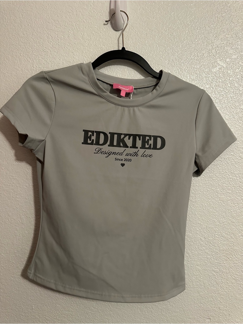 Edikted Light Gray Short Sleeve Logo Tee
